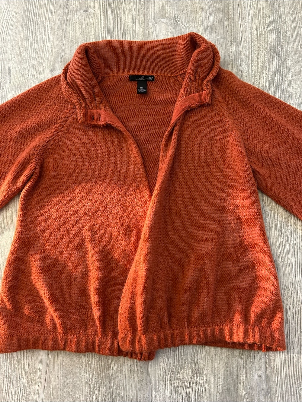 Willi Smith Burnt Orange Alpaca Blend High Collar Cardigan Fall Sweater Size XL